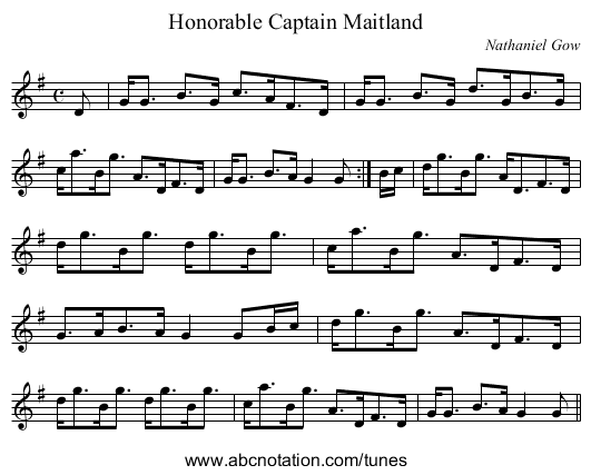 Honorable Captain Maitland - staff notation