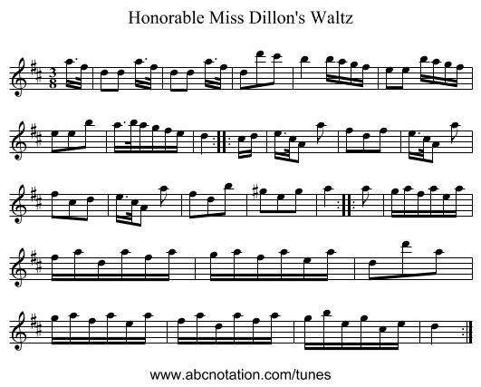 Honorable Miss Dillon's Waltz - staff notation