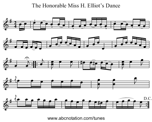 Honorable Miss H. Elliot’s Dance, The - staff notation