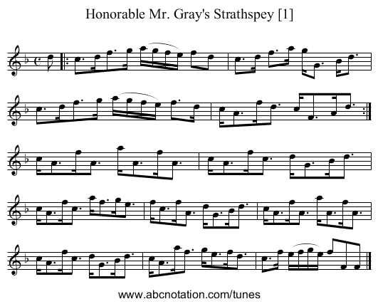 Honorable Mr. Gray's Strathspey [1] - staff notation
