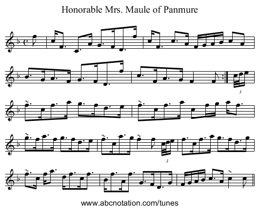 Honorable Mrs. Maule of Panmure - staff notation