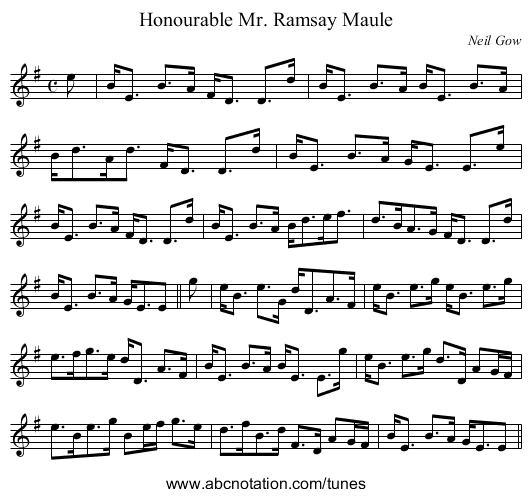 Honourable Mr. Ramsay Maule - staff notation