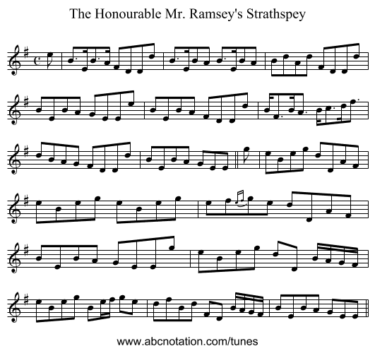 Honourable Mr. Ramsey's Strathspey, The - staff notation