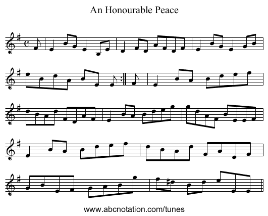 Honourable Peace, An - staff notation