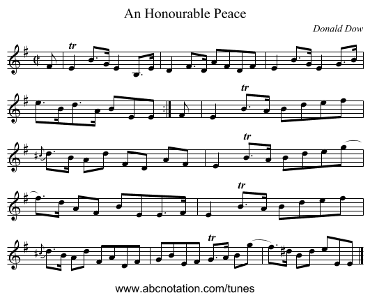 Honourable Peace, An - staff notation