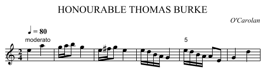 HONOURABLE THOMAS BURKE - staff notation