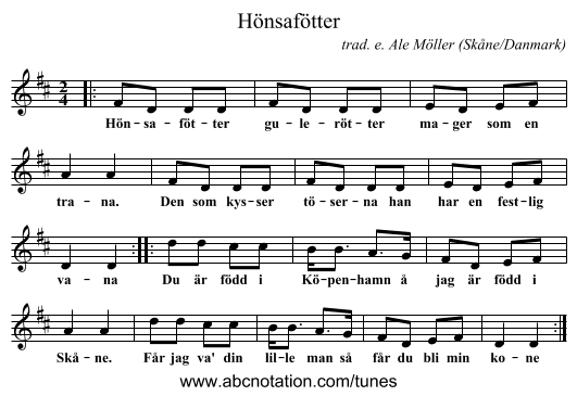 Hönsafötter - staff notation