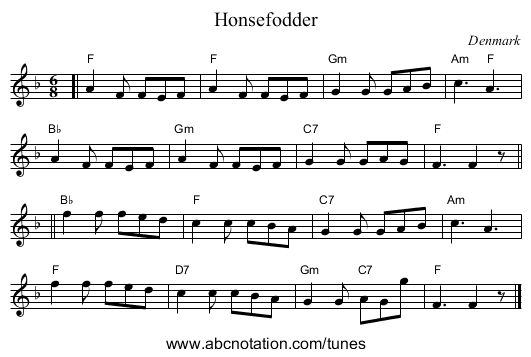 H&oslash;nsef&oslash;dder - staff notation