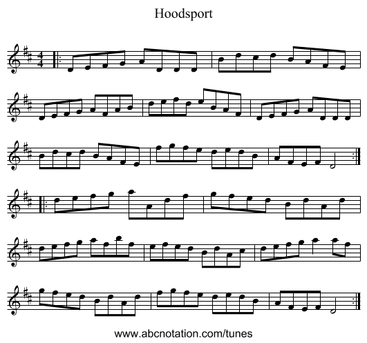 Hoodsport - staff notation