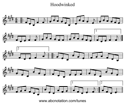 Hoodwinked - staff notation