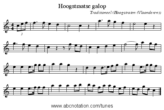 Hoogstraatse galop - staff notation