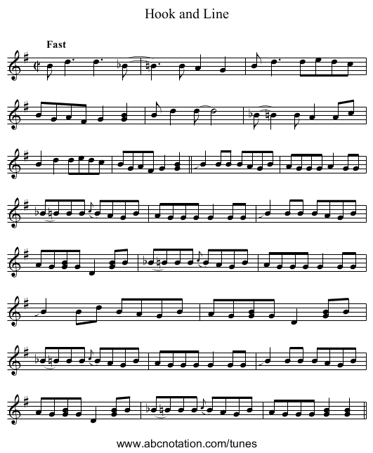Hook and Line - staff notation