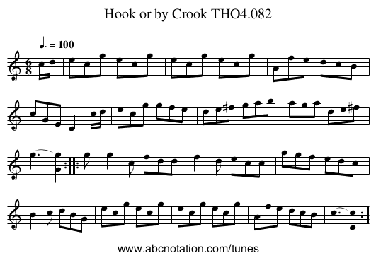 Hook or by Crook THO4.082 - staff notation