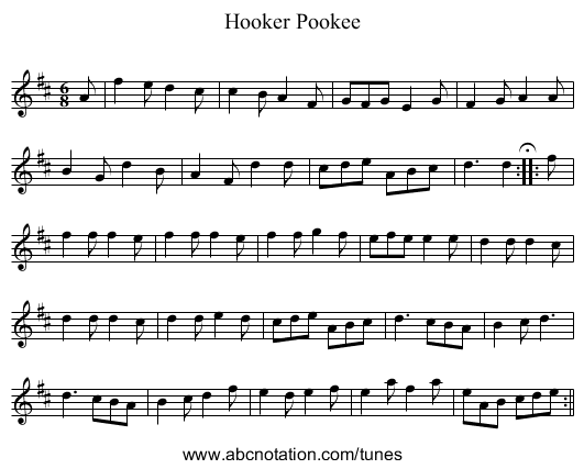 Hooker Pookee - staff notation