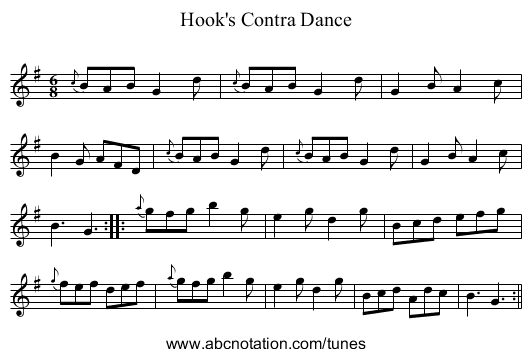 Hook's Contra Dance - staff notation