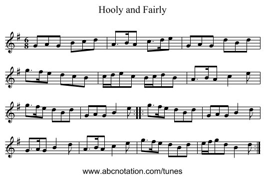 Hooly and Fairly - staff notation