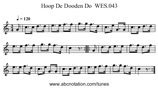 Hoop De Dooden Do  WES.043 - staff notation