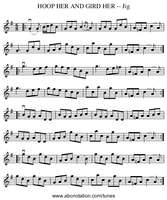 HOOP HER AND GIRD HER -- Jig - staff notation