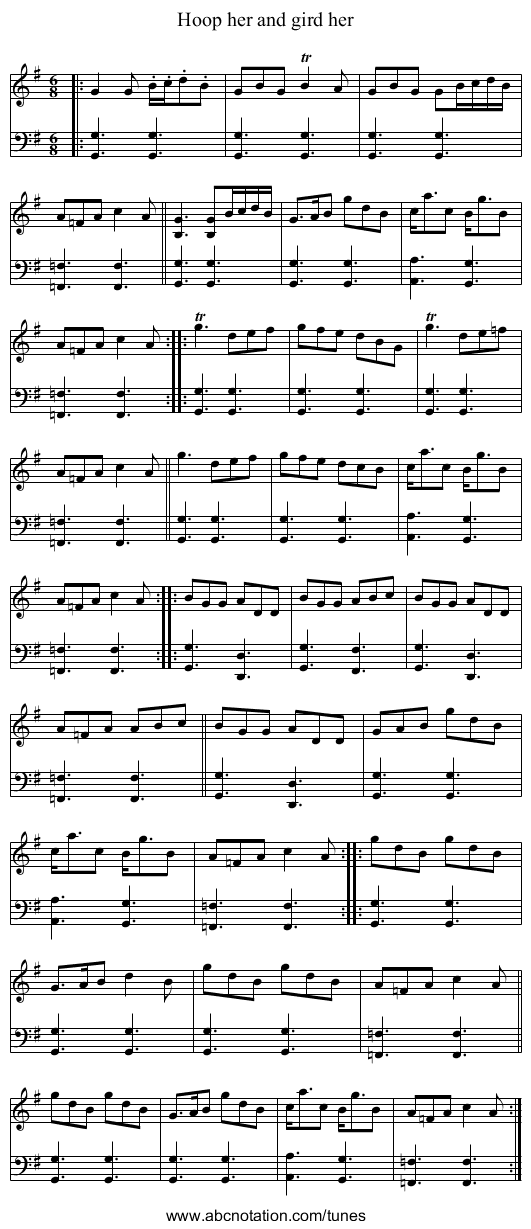 Hoop her and gird her - staff notation