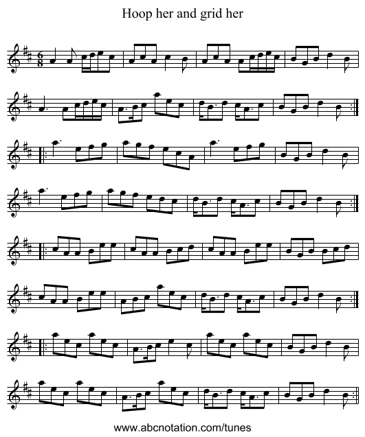 Hoop her and grid her - staff notation