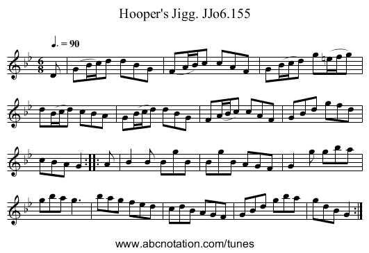 Hooper's Jigg. JJo6.155 - staff notation
