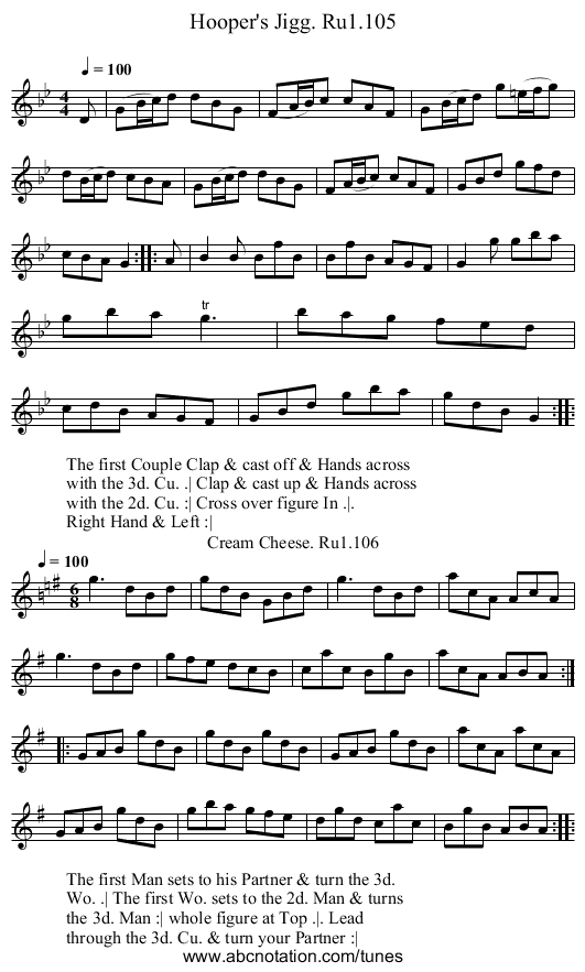 Hooper's Jigg. Ru1.105 - staff notation