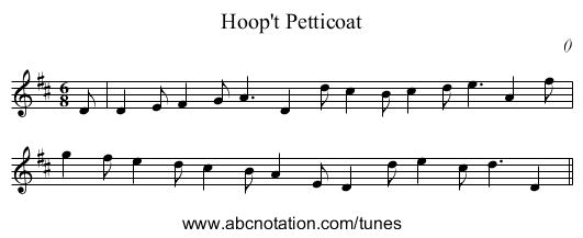 Hoop't Petticoat - staff notation