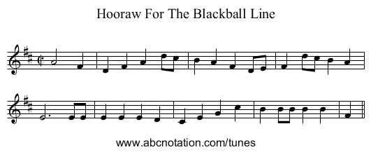 Hooraw For The Blackball Line - staff notation