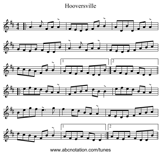 Hooversville - staff notation