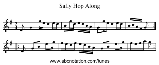 Hop Along, Sally - staff notation