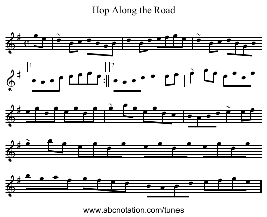 Hop Along the Road - staff notation