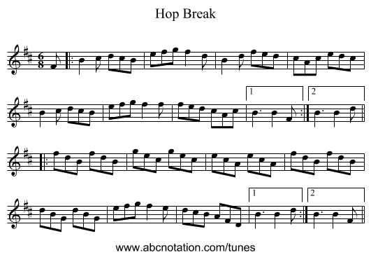 Hop Break - staff notation