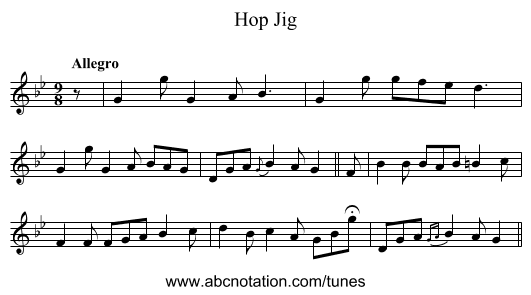 Hop Jig - staff notation