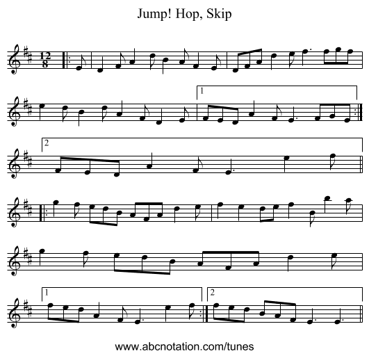 Hop, Skip, Jump! - staff notation