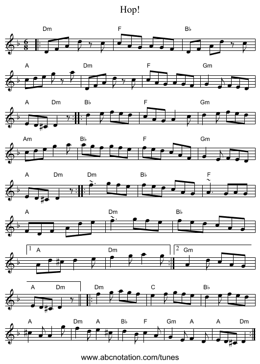 Hop! - staff notation