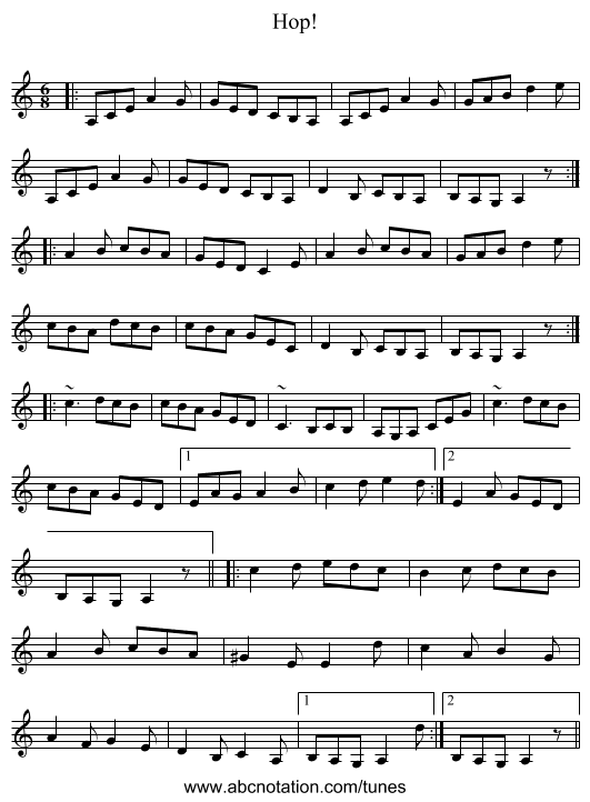 Hop! - staff notation