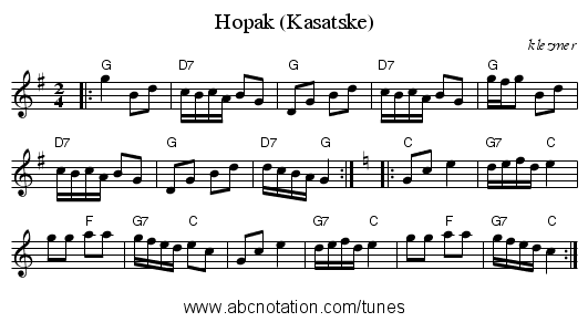 Hopak (Kasatske) - staff notation