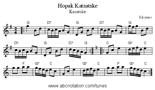 Hopak Katsatske - staff notation