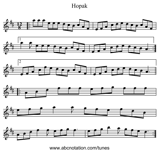 Hopak - staff notation