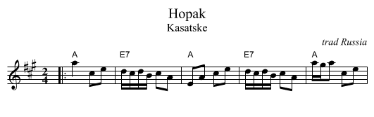 Hopak - staff notation