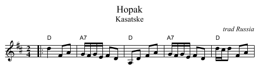 Hopak - staff notation