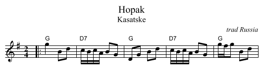 Hopak - staff notation