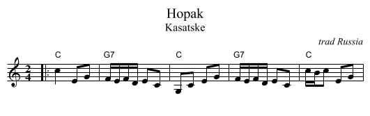 Hopak - staff notation