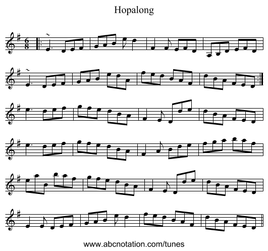 Hopalong - staff notation