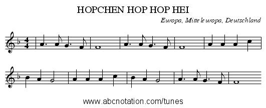 HOPCHEN HOP HOP HEI - staff notation