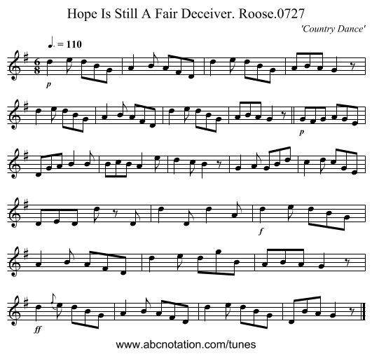 Hope Is Still A Fair Deceiver. Roose.0727 - staff notation