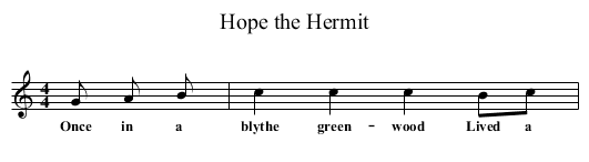 Hope the Hermit - staff notation