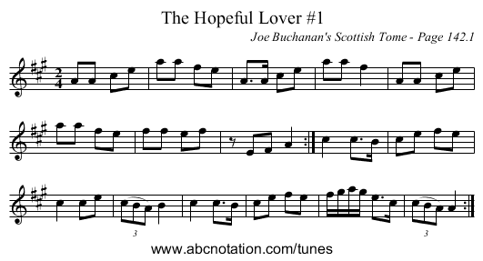 Hopeful Lover #1, The - staff notation