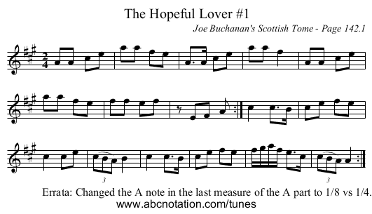 Hopeful Lover #1, The - staff notation