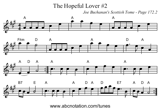 Hopeful Lover #2, The - staff notation